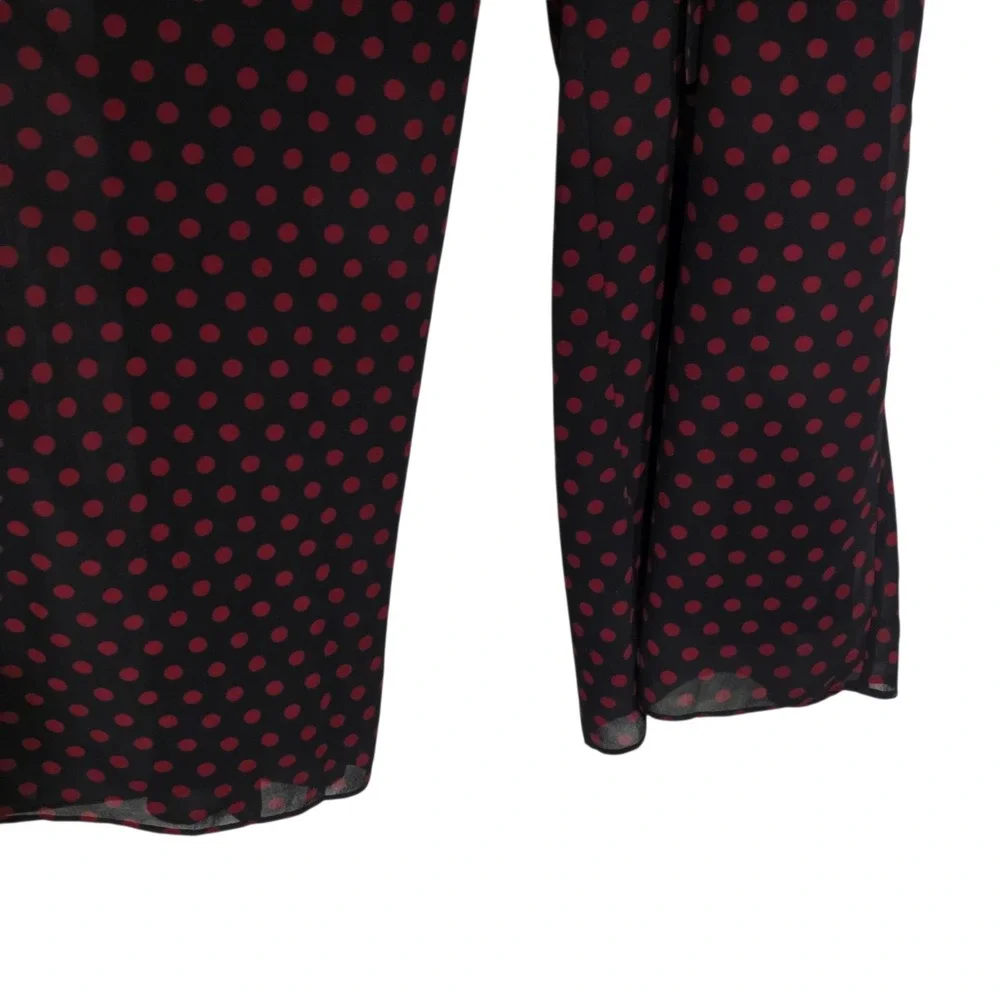 Michael Michael Kors Jumpsuit XL Black Red Polka Dot Long Sleeve Belted Crepe